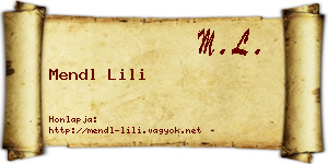 Mendl Lili névjegykártya